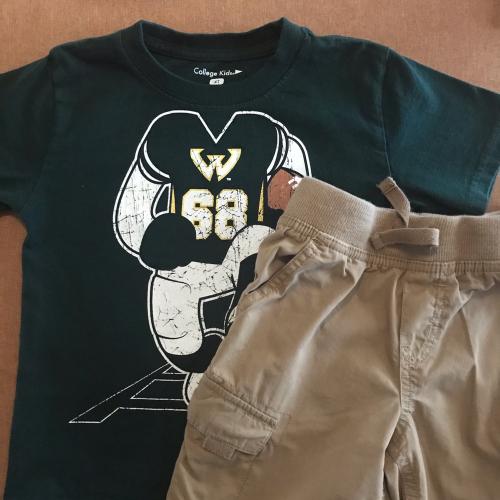 Football Shirt w/ Khaki Shorts